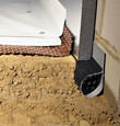 A crawl space encapsulation and insulation system, complete with drainage matting for flooded crawl spaces in Crossville