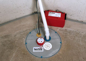 A sump pump system with a battery backup system installed in Bardstown