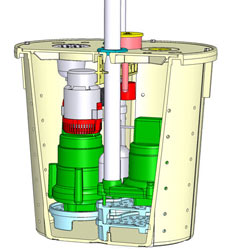 Illustration of two Zoeller&reg; sump pumps in a pump liner