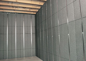 SilverGlo insulation and metal studs making up our Basement to Beautiful panels.  Installed in Richmond.