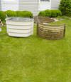 comparison of an old steel basement window well with a new vinyl basement window well in Tennessee and Kentucky